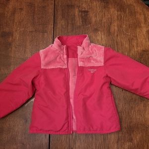 Oshkosh B'gosh Girls Reversible Fleece Microtech Jacket Sz 3T Pink Windbreaker